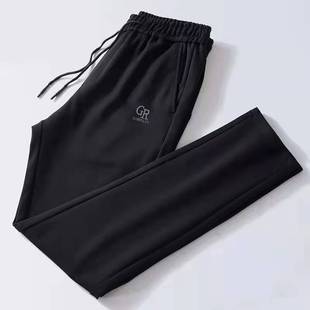 男式休闲长裤弹力罗马布直筒束口宽松运动裤休闲裤针织中青年新款