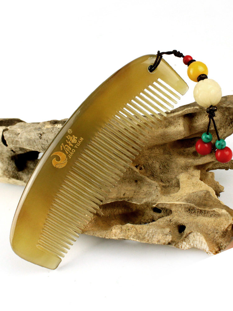 角缘加厚天然羊角按摩梳防护发静电礼物送挂坠免费刻字牛角梳子