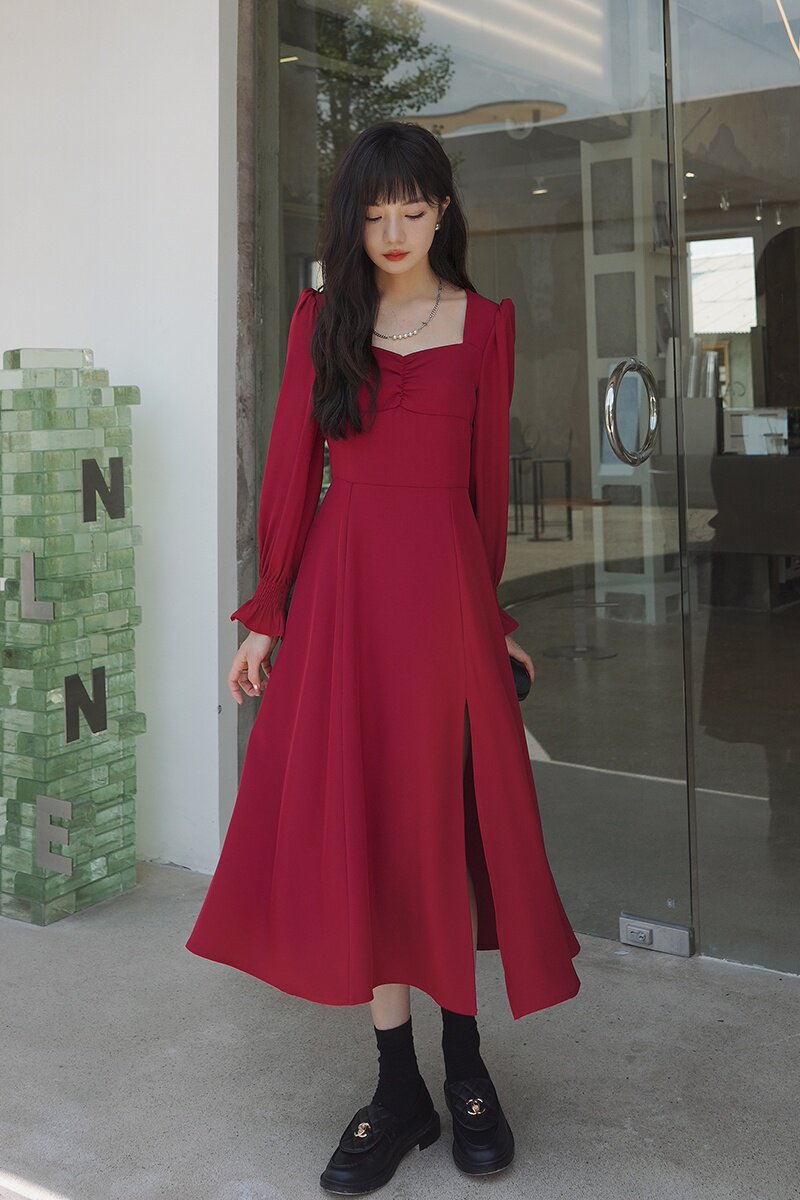 现货2025秋季新款连衣裙红色黑色浙宝035/款号8801/P105/K158,女装连衣裙,2C053