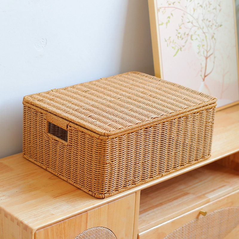 北欧橱柜收纳筐家用卧室带盖衣物整理箱仿藤编织玩具储物盒篮子,收纳整理,收纳筐,淘宝优惠券,粉丝福利购,淘宝优惠卷