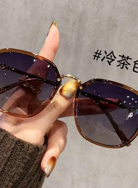 女款偏光茶色大框防紫外线墨镜