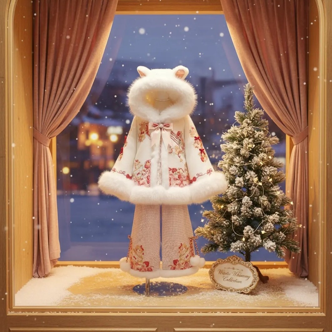 朝童猫咪下午茶女童汉服冬毛领加厚明制套装拜年服毛呢小香风裤装,童装/婴儿装/亲子装,汉服,淘宝优惠券,粉丝福利购,淘宝优惠卷