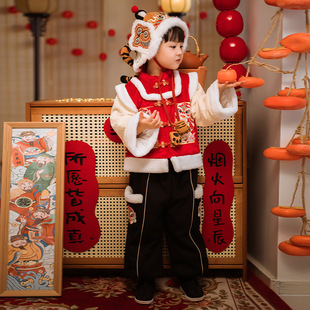 全程锦绣龙游狮舞冬款童汉服唐装儿童原创拜年服蛇年加厚国风童装