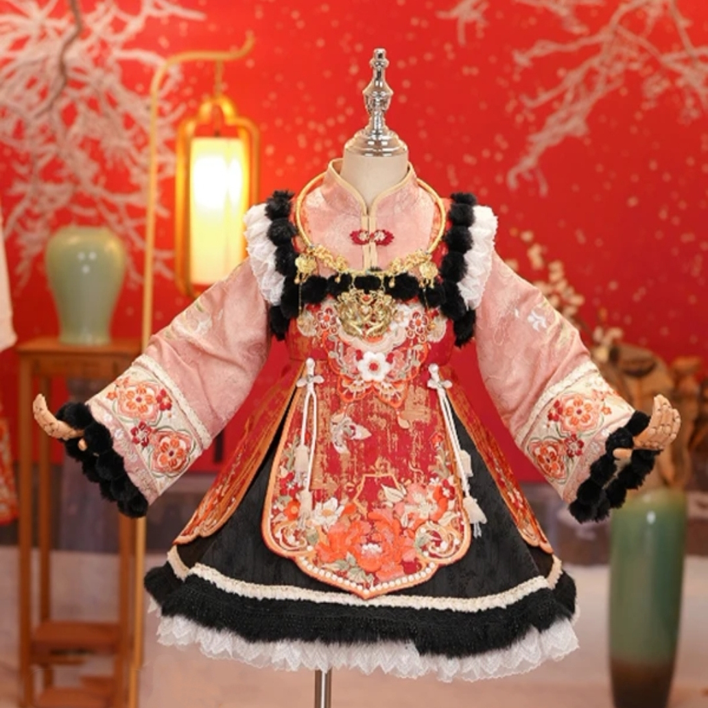 朝童国潮洛丽塔女童冬汉服公主裙