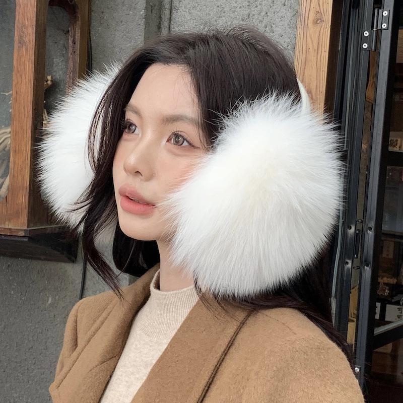 真狐狸毛耳罩女冬季保暖毛绒皮草
