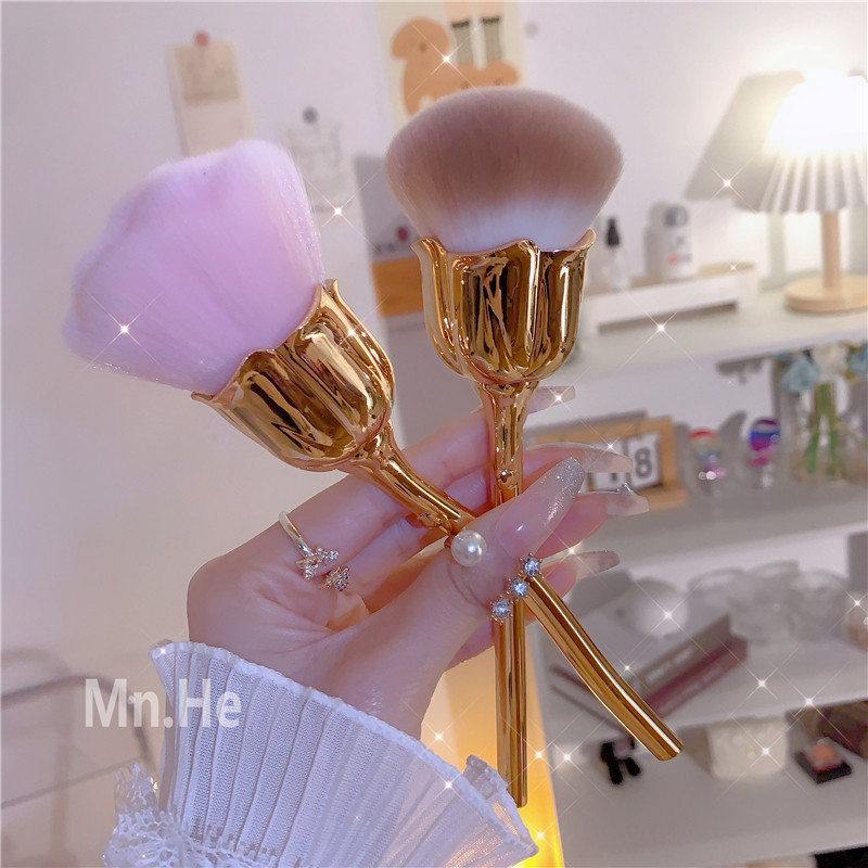 MnHe玫瑰花化妆刷散粉刷蜜粉刷高光刷粉饼刷定妆粉刷柔软不掉眼部