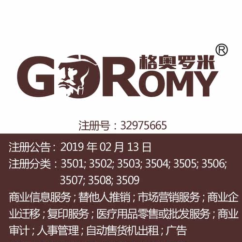 35类《格奥罗米 GOROMY》市场营销商业审计信息服务上海商标出售