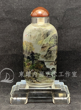 行旅图 江南春立山作品山水鼻烟壶长条内画壶古风古画非遗传承