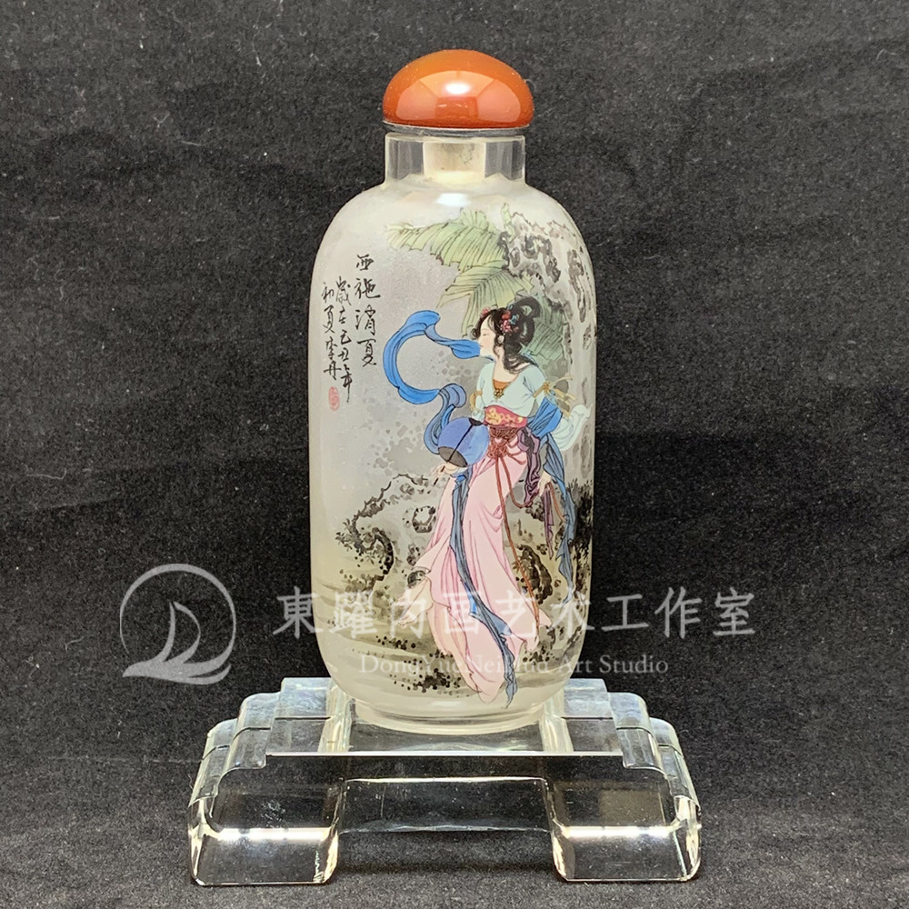 西施消夏李丹作品大亮边衡水内画鼻烟壶纯手工订制写字