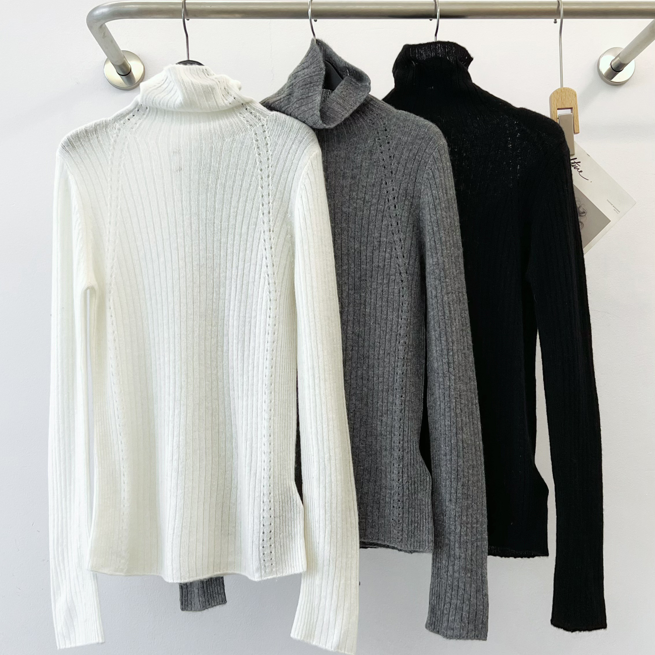 透气高领长袖山羊绒打底衫