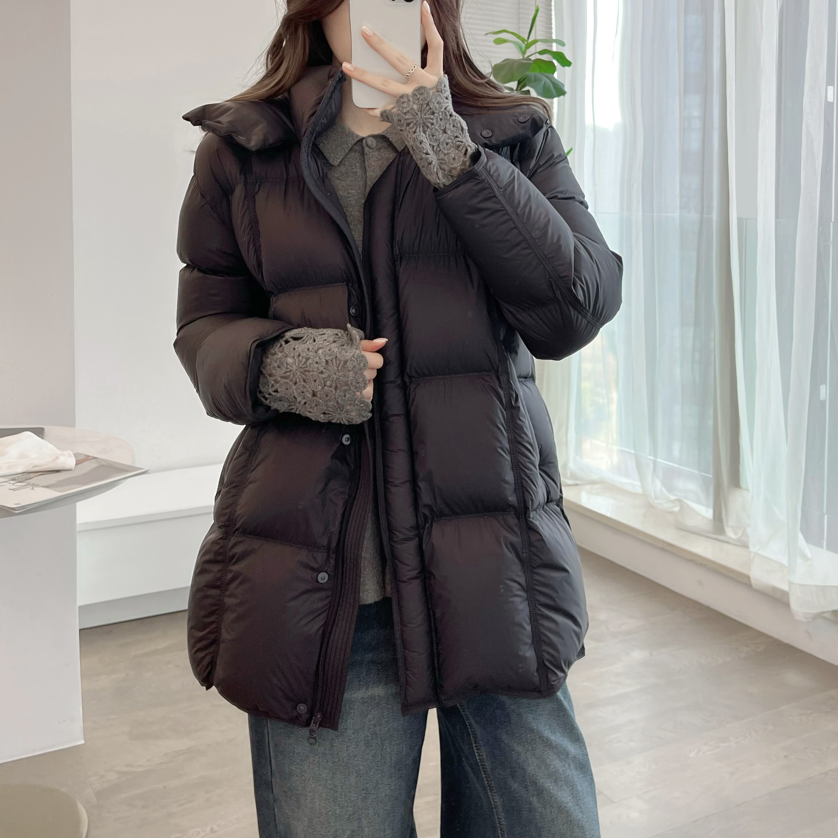 高级感泡芙连帽95鹅绒羽绒服