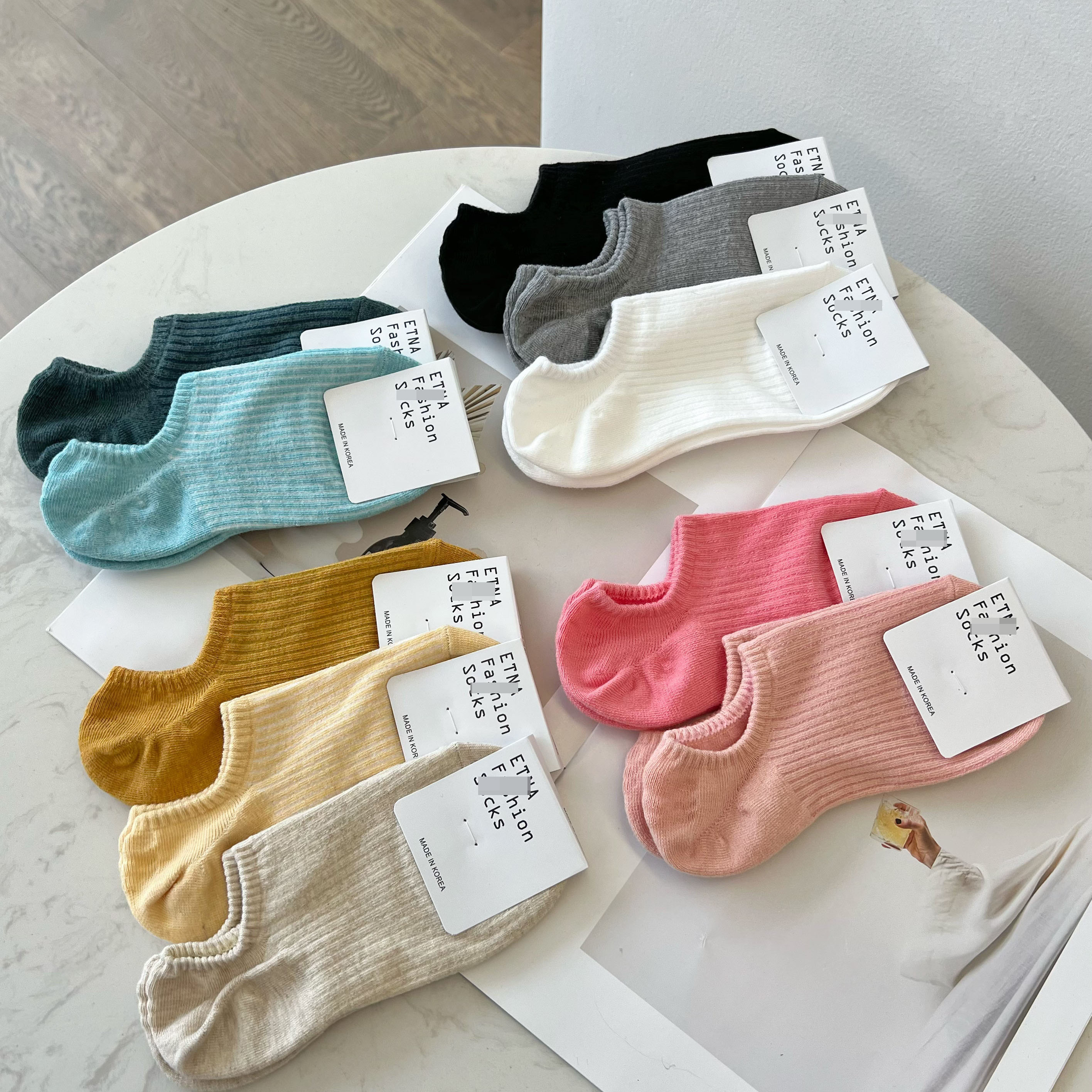 夏款暗坑条棉质时尚透气舒适船袜