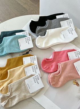 米娜家 韩国 2025夏款暗坑条棉质时尚透气舒适船袜女 SP515 308