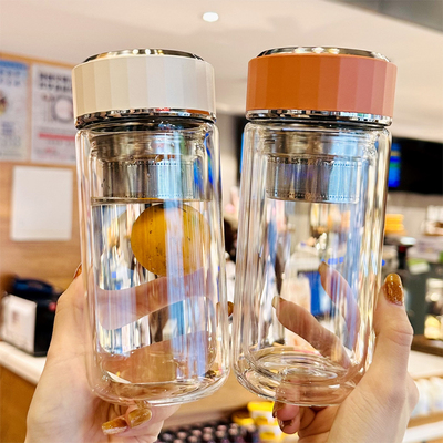 双层隔热玻璃杯分离泡茶杯便携