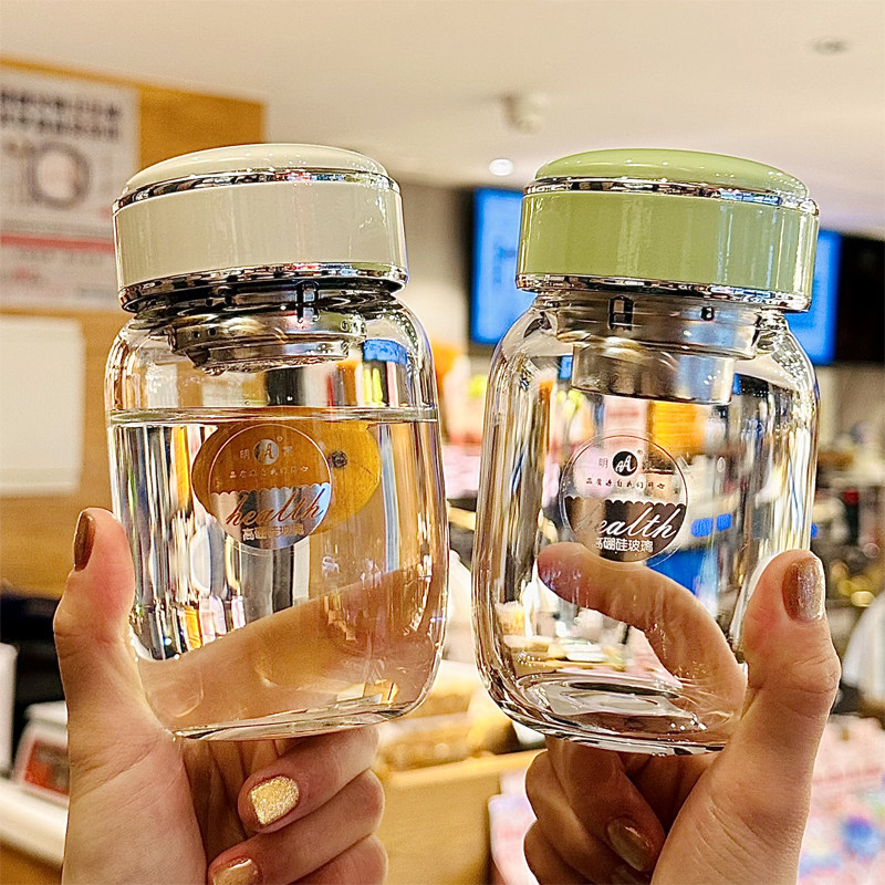 高硼硅玻璃杯便携小巧茶水分离水杯2025新款女士高颜值泡茶杯子,餐饮具,玻璃杯,淘宝优惠券,粉丝福利购,淘宝优惠卷