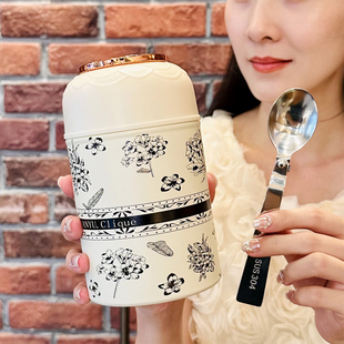 高颜值316不锈钢水杯便携 焖烧杯银耳羹带汤匙保温杯女生2025新款