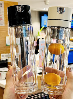 双层高硼硅玻璃杯茶水分离泡茶杯