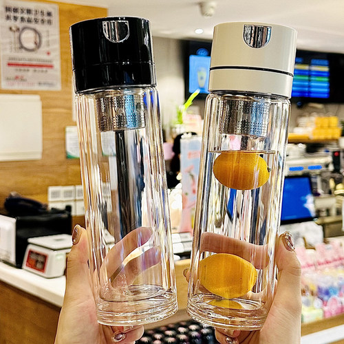 双层高硼硅玻璃杯茶水分离泡茶杯