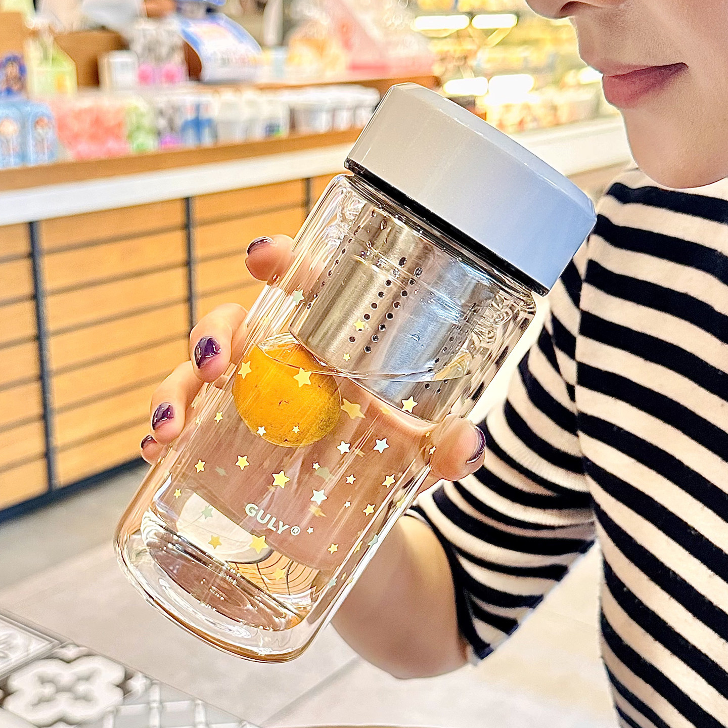 ins水杯女士高颜值2026新款双层高硼硅玻璃杯耐高温分离泡茶杯子
