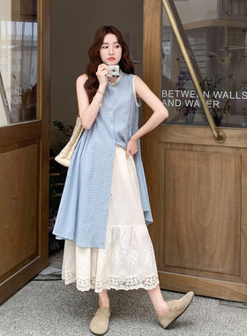 夏装新款 无袖连衣裙蕾丝花边阔腿裤两件套855-P155K238