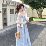 针织开衫吊带裙女夏2025新款气质女神温柔度假风碎花连衣裙，女装连衣裙，2C153