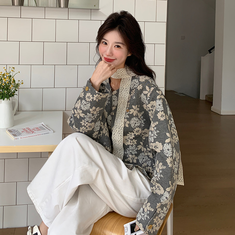 新款短款麻料印花外套2C153-3376-P155K228,女装短外套,2C153
