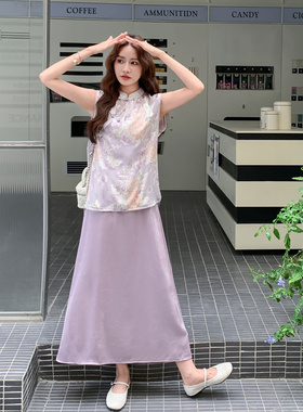 新款现货 紫色国风套装连衣裙2C153-838-P155K238