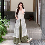 夏装新款设计感蕾丝拼接阔腿裤两件套2C153-832-P165K248，女装连衣裙，2C153