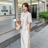 温柔高知穿搭套装女2025夏季新款职场休闲风西装上衣阔腿裤两件套，女装套装/套裙，2C153