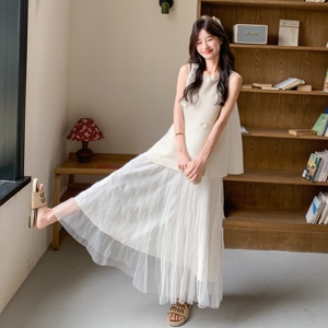 小香风无袖马甲背心网纱半身裙套装女夏2025新款流行绝美两件套图片