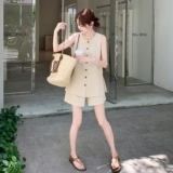 休闲超火马甲短裤套装女夏2025新款小个子两件套减龄穿搭重要场合，女装套装/套裙，2C153