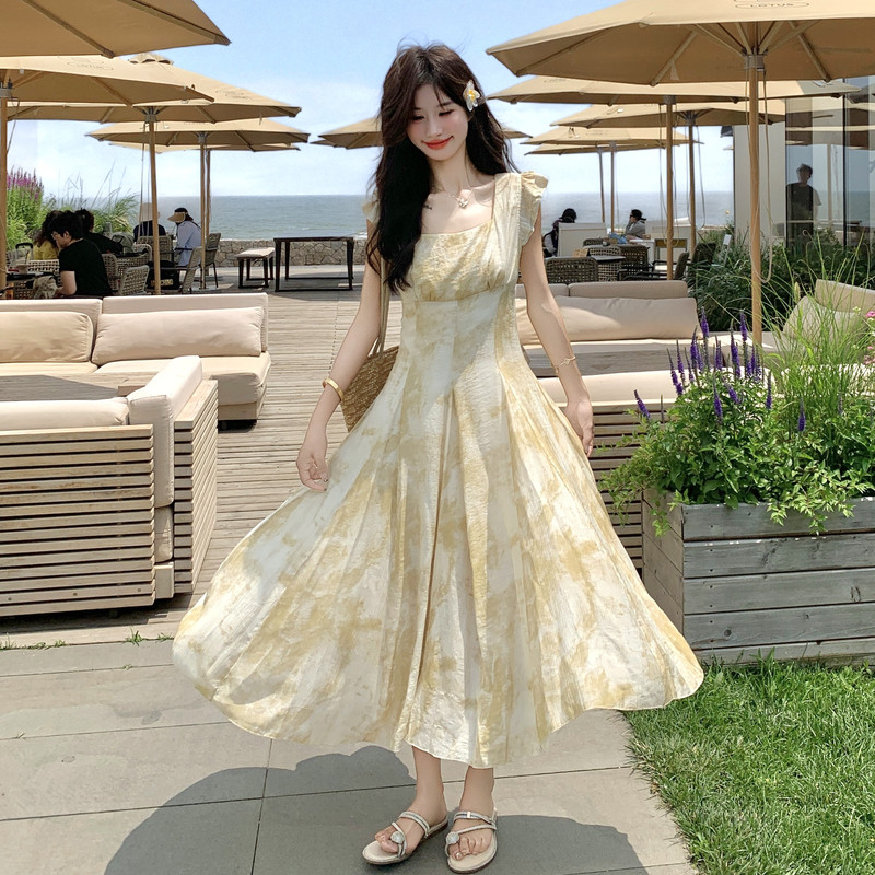 夏装新款度假风气质长裙小飞袖连衣裙852-P145K218,女装连衣裙,2C153