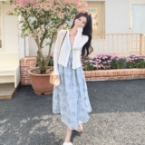 法式罩衫叠穿碎花吊带连衣裙女夏新款显瘦独特别致多巴胺穿搭，女装连衣裙，2C153