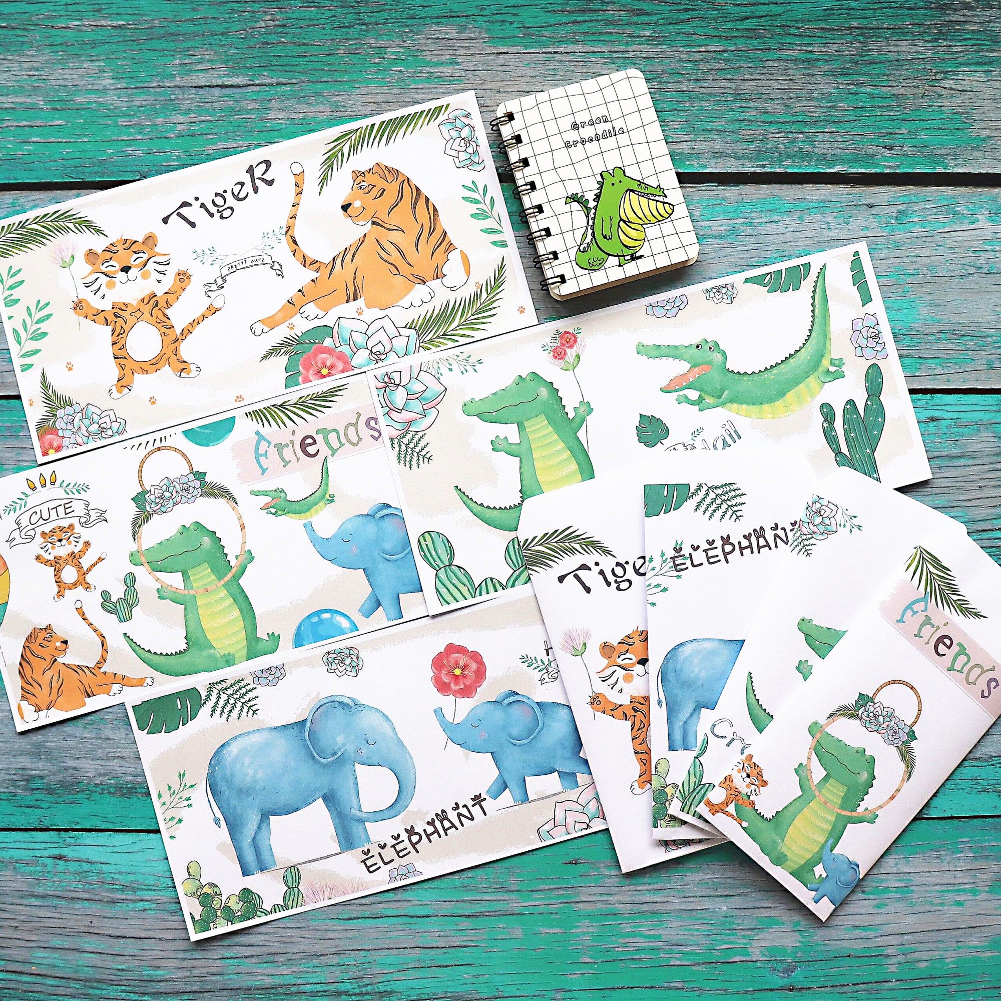 ins可爱动物清新风信纸信封套装趣味纸条留言条卡通老虎信表白纸