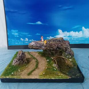 荒野系列微景观沙盘手办车模摆放场景地台山水风景成品模型可定制
