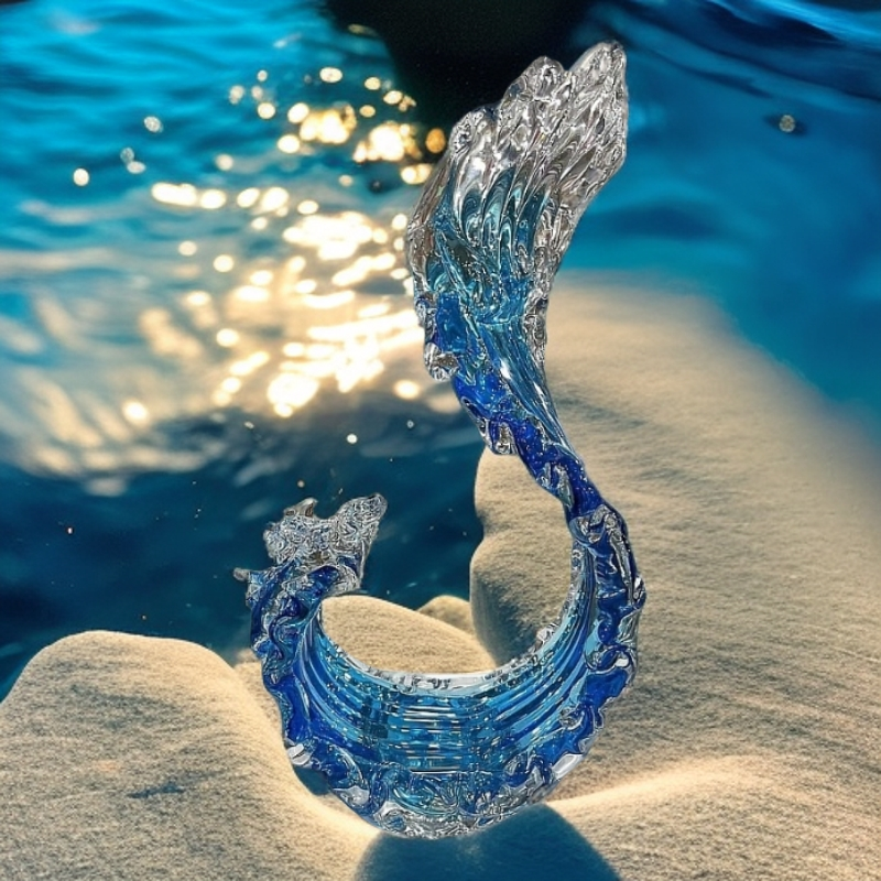 纯手工摆件淄博琉璃风生水起海浪客厅书房装饰装饰摆件