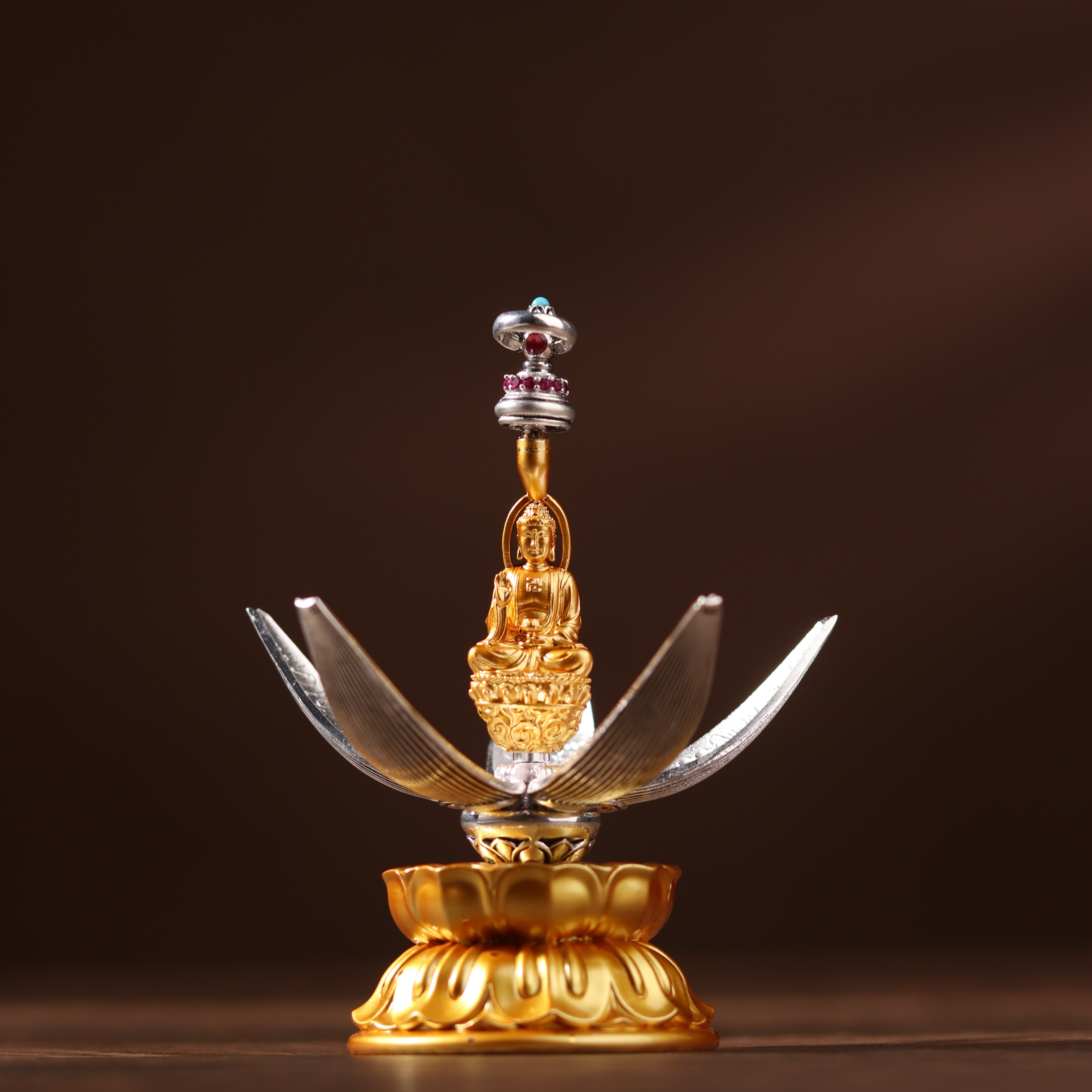 新款可开合莲花座阿弥陀佛吊坠铜制禅意摆挂坠国风随身佛像首饰品