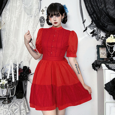 漫展服cosplay服装暗黑系珀尔红色连衣裙万圣节欧美修身辣妹短裙