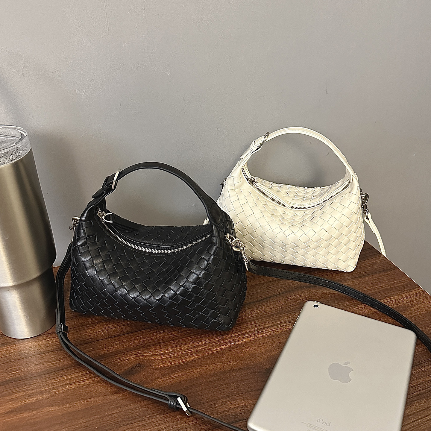 羊皮编织饺子包包2026新款真皮休闲饭盒手提包简约时尚单肩斜挎包