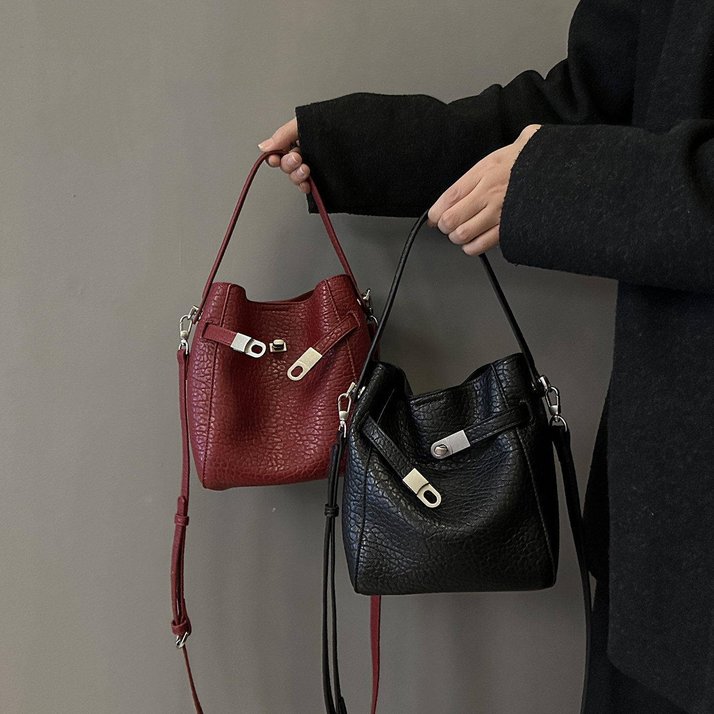 泡泡纹牛皮水桶包慵懒风时尚真皮女包通勤复古凯莉包手提斜挎包潮,箱包皮具/热销女包/男包,水桶包,淘宝优惠券,粉丝福利购,淘宝优惠卷