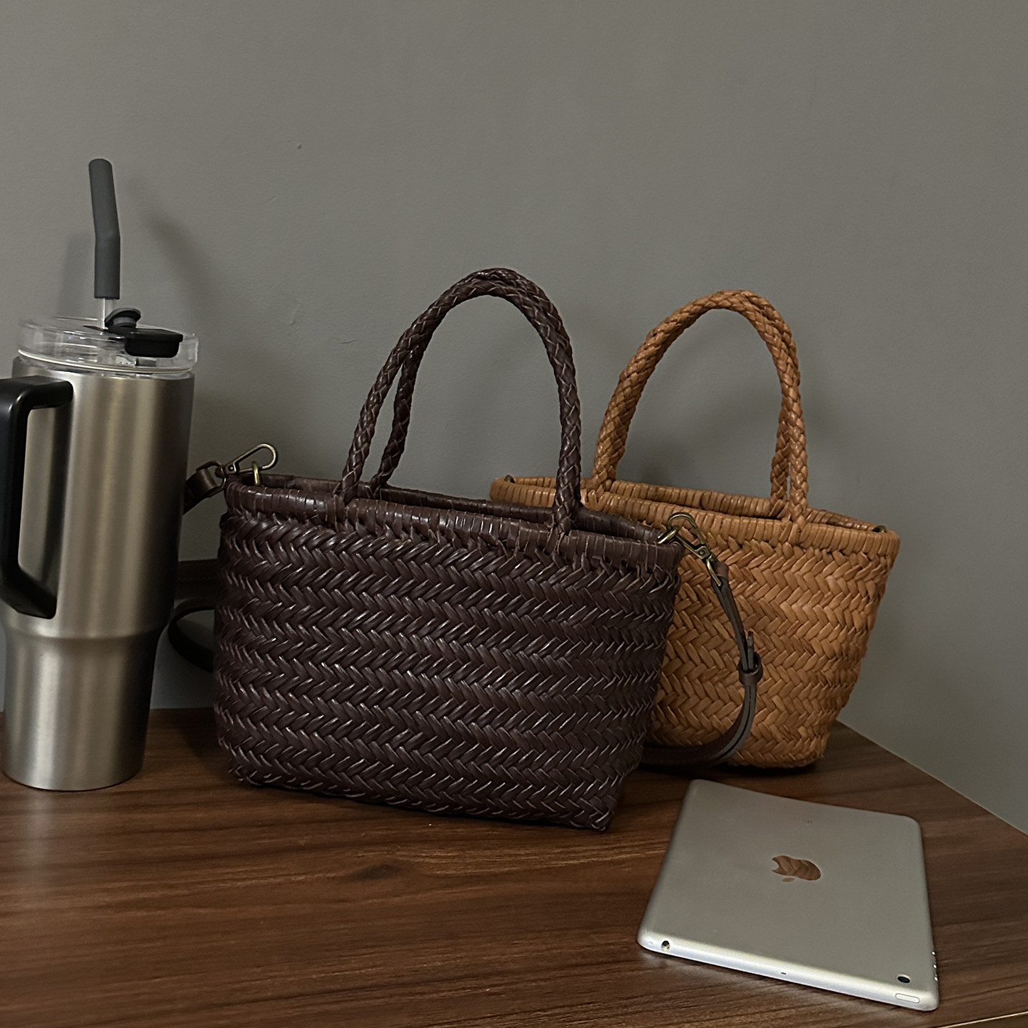 头层牛皮纯手工编织包民族风复古时髦手提菜篮子包通勤真皮斜挎包