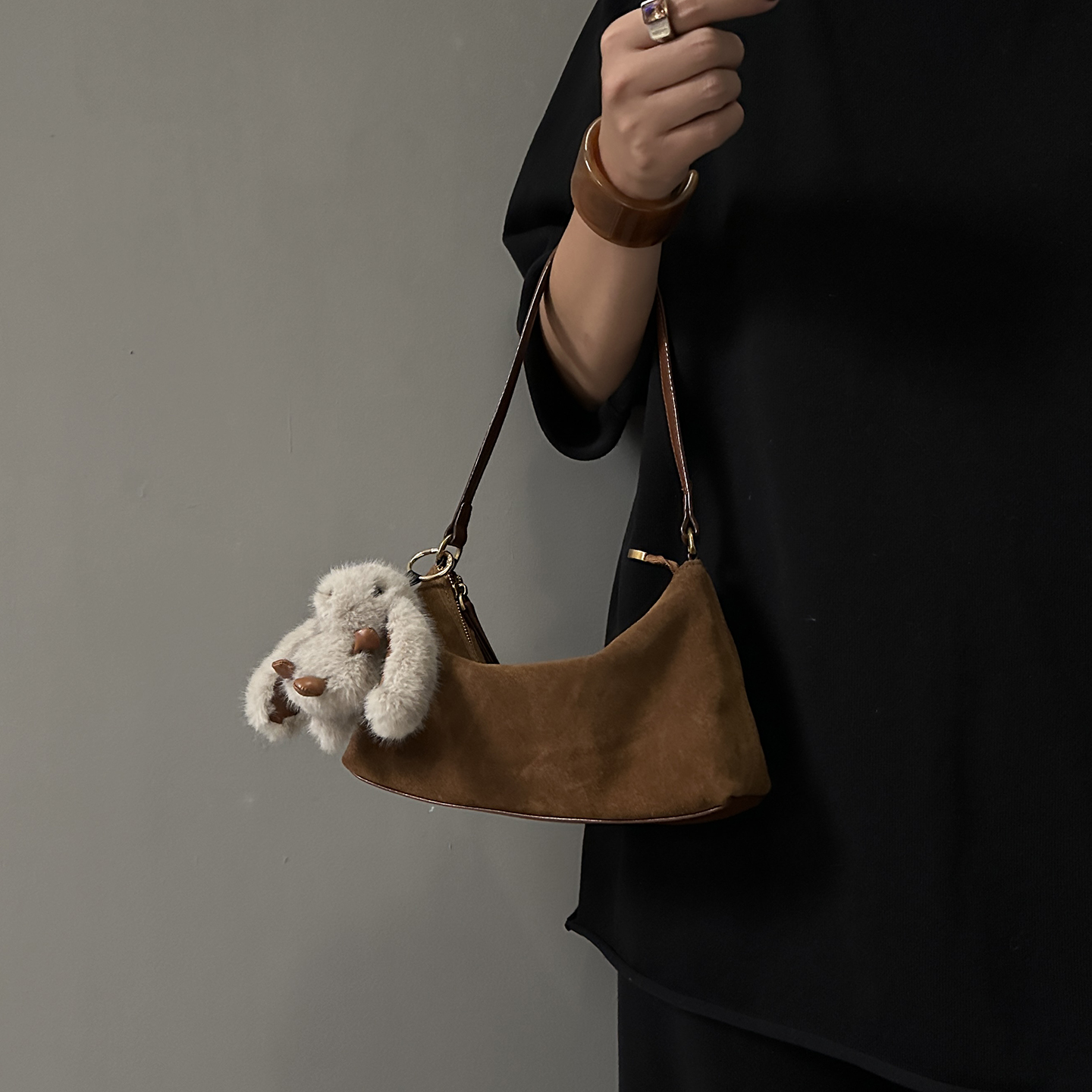 简约复古真皮磨砂腋下包