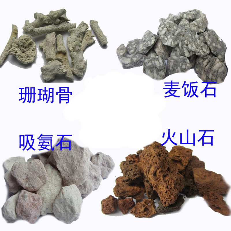 优选天然过滤材料麦饭石火山石生蚝壳吸氨沸石珊瑚沙中大号送网袋 - 实物图