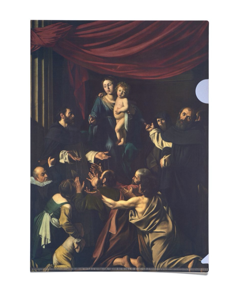 欧洲旅游维也纳艺术博物馆文件夹 圣母圣子a4卡拉瓦乔画作 现货