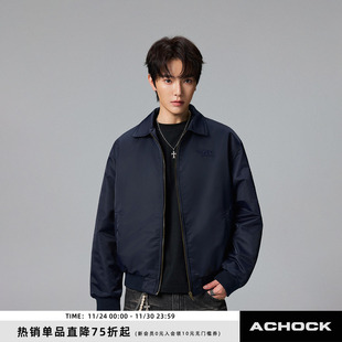 【Achock官方店】美式基础飞行员夹克简约百搭纯色翻领外套棉服男