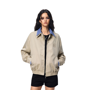 【Achock官方店】覆古夹克格子拼接短外套休闲工作服夹克上衣男女