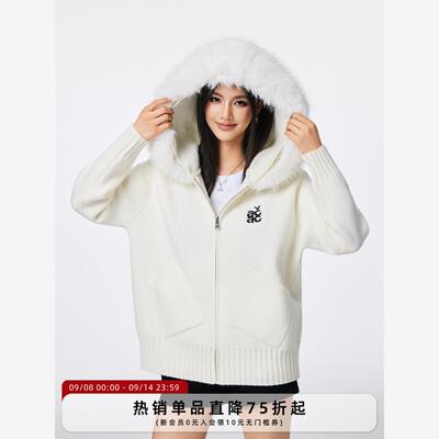 【Achock官方店】奶油风毛领连帽毛衣软糯温柔感加厚针织秋冬外套