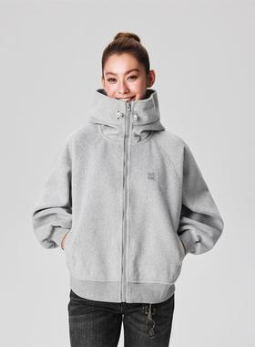 【Achock官方店】acac系列加绒加厚高领帽衫外套新款简约连帽卫衣