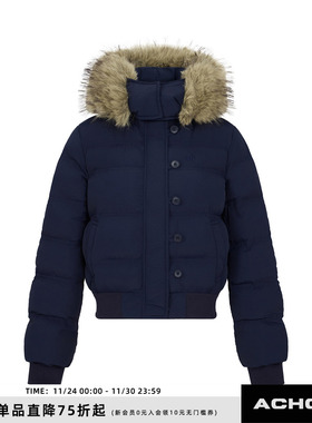 【Achock官方店】菲欧娜fiona保暖连帽棉服收腰显瘦毛领短款棉衣