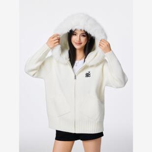 【Achock官方店】奶油风毛领连帽毛衣软糯温柔感加厚针织秋冬外套